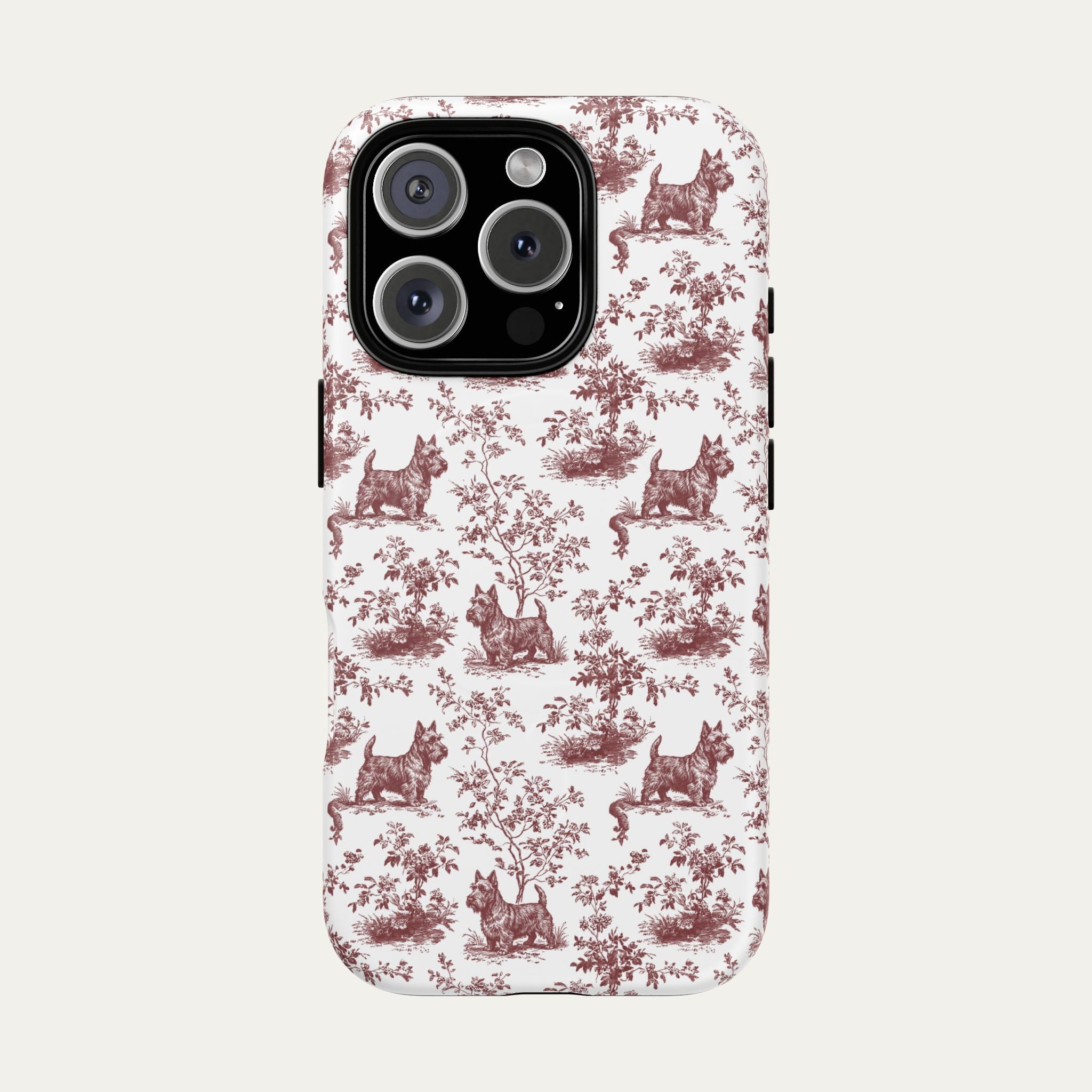 Scottish Terrier Burgundy Toile phone Case