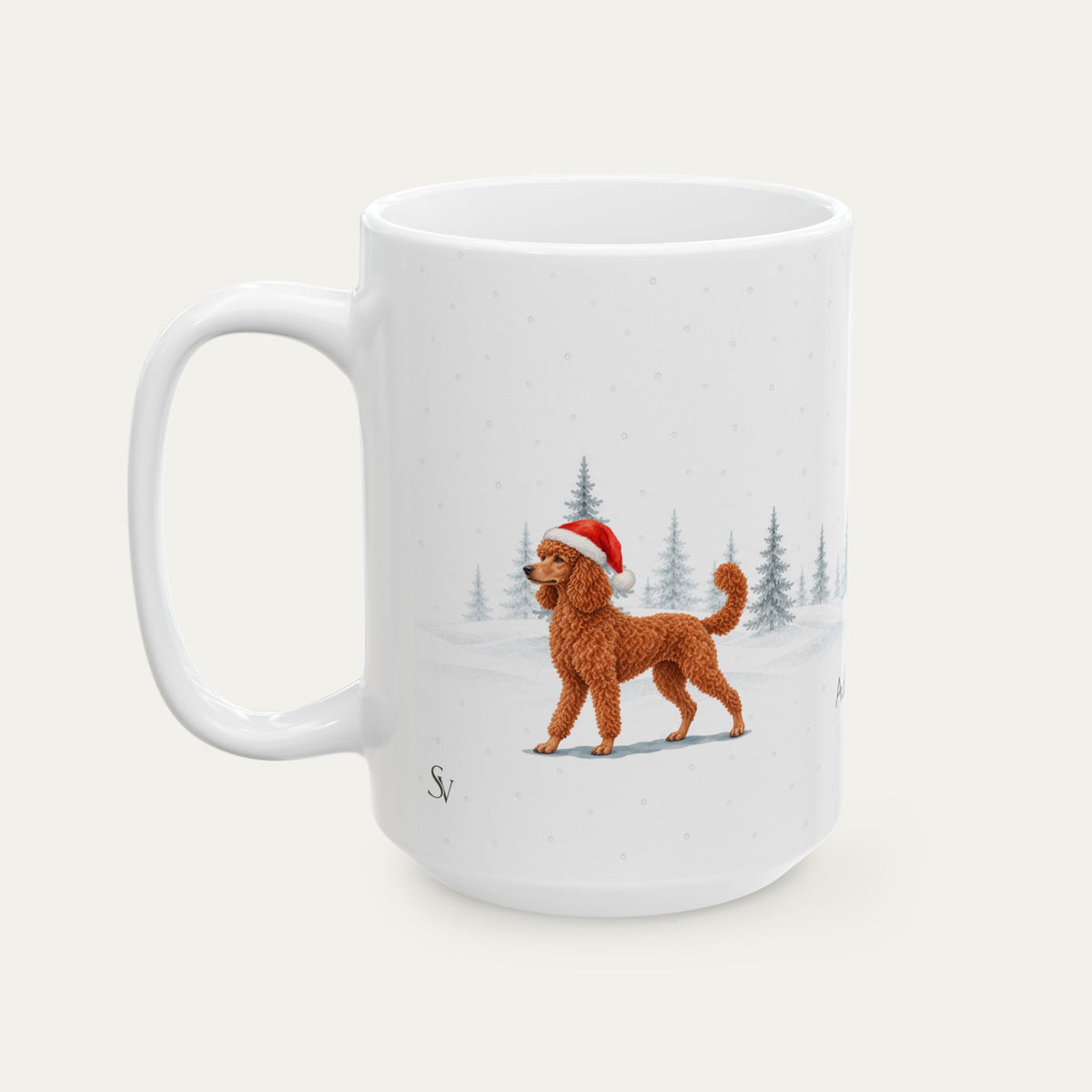 Custom Poodle Red Christmas Santa Hat Mug