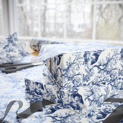 Husky French Toile De Jouy Wrapping Paper