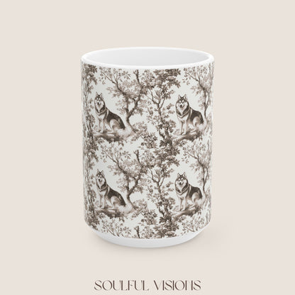 Husky Toile De Jouy Mug