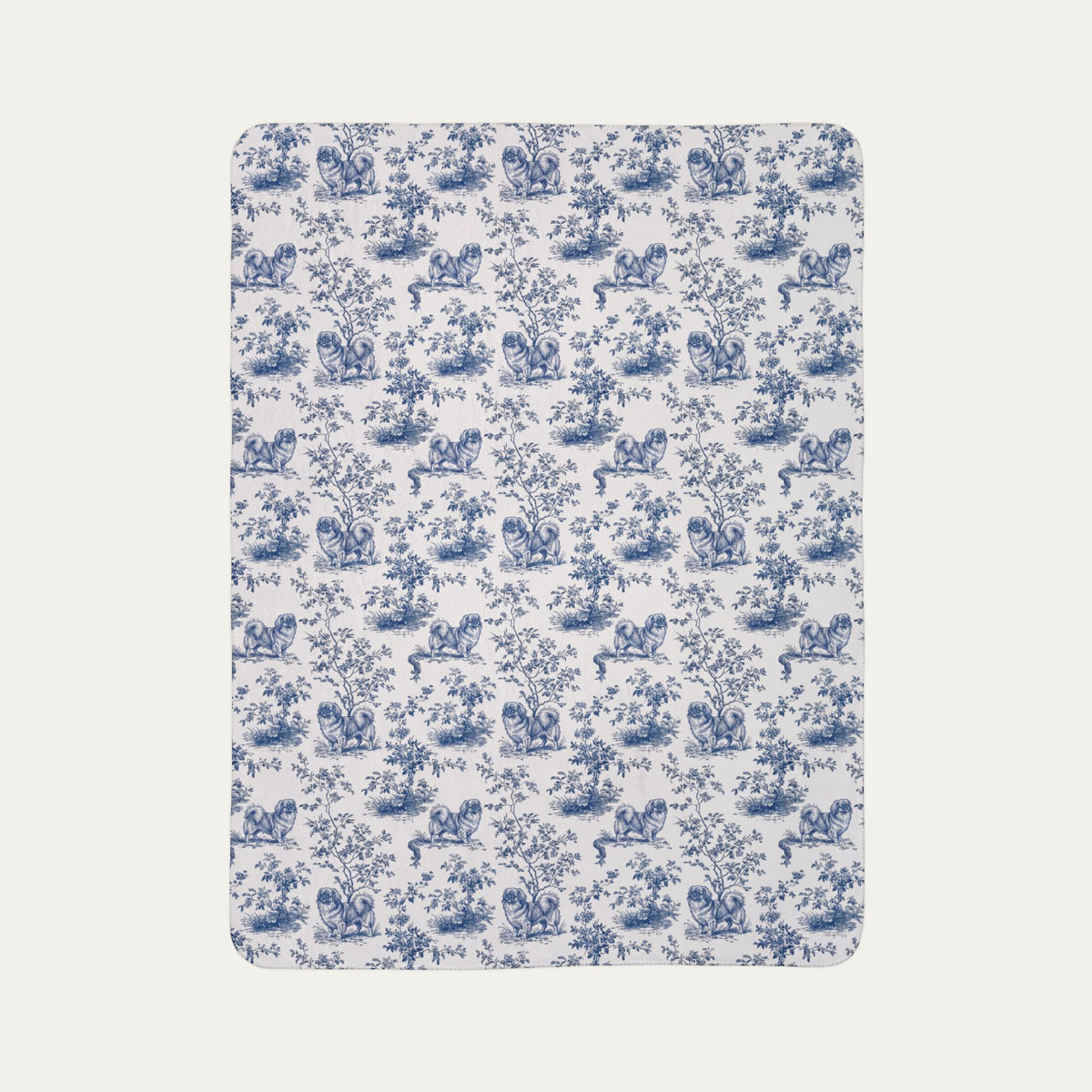 Pekingese Toile De Jouy Fleece Blanket