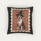 Boston Terrier brown and white Halloween Woven Pillow