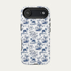 Boston Terrier Blue Toile Phone case