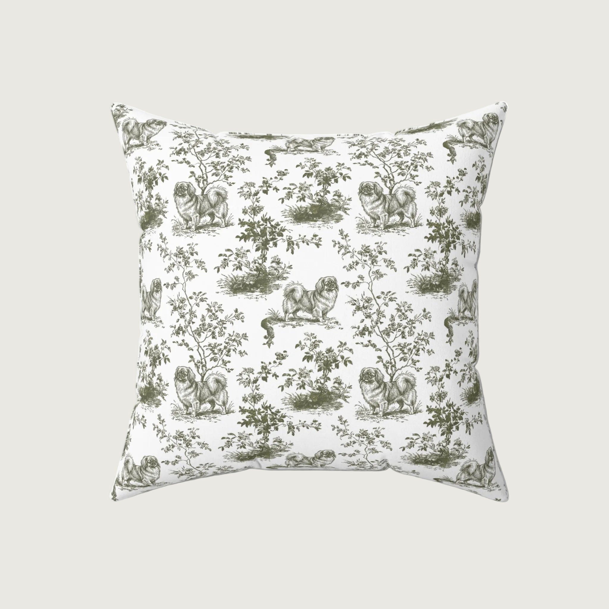 Dog Sage Green French Toile Pillow