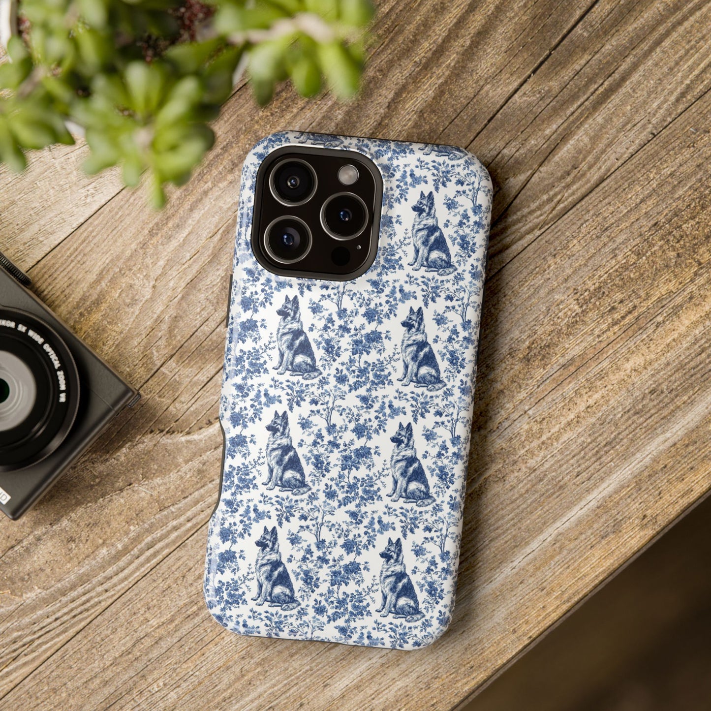 German Shepherd Toile De Jouy Magnetic Phone Case