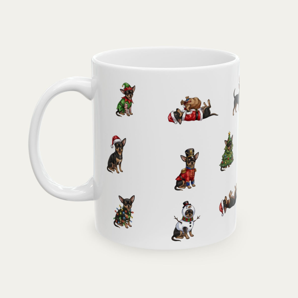Chihuahua SH Black and Tan Christmas Mug