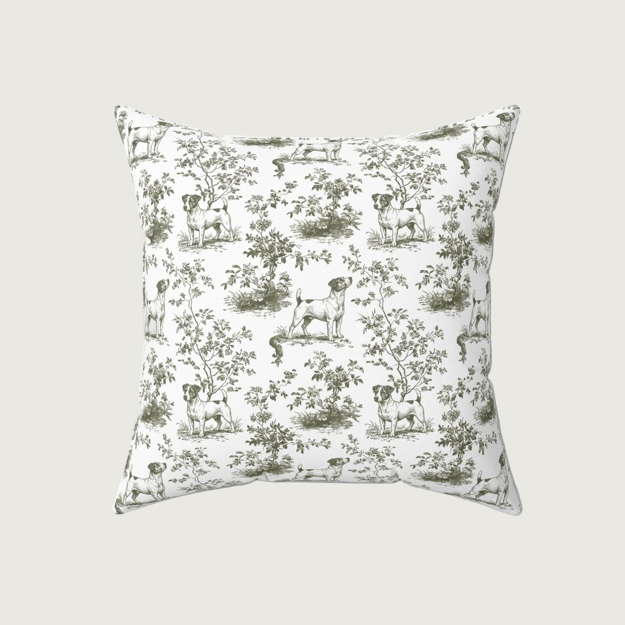 Dog Sage Green French Toile Pillow