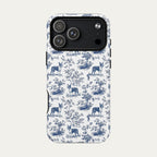 Boston Terrier Blue Toile Phone case