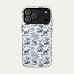 Boston Terrier Blue Toile Phone case