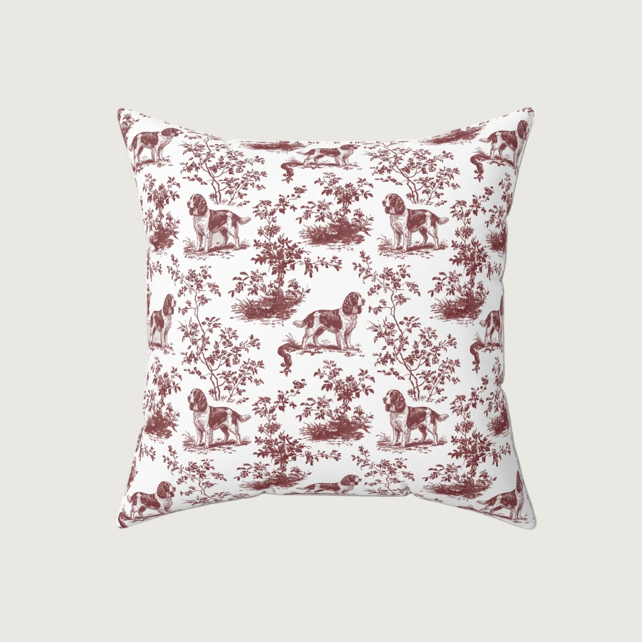 Dog Burgundy French Toile Pillow