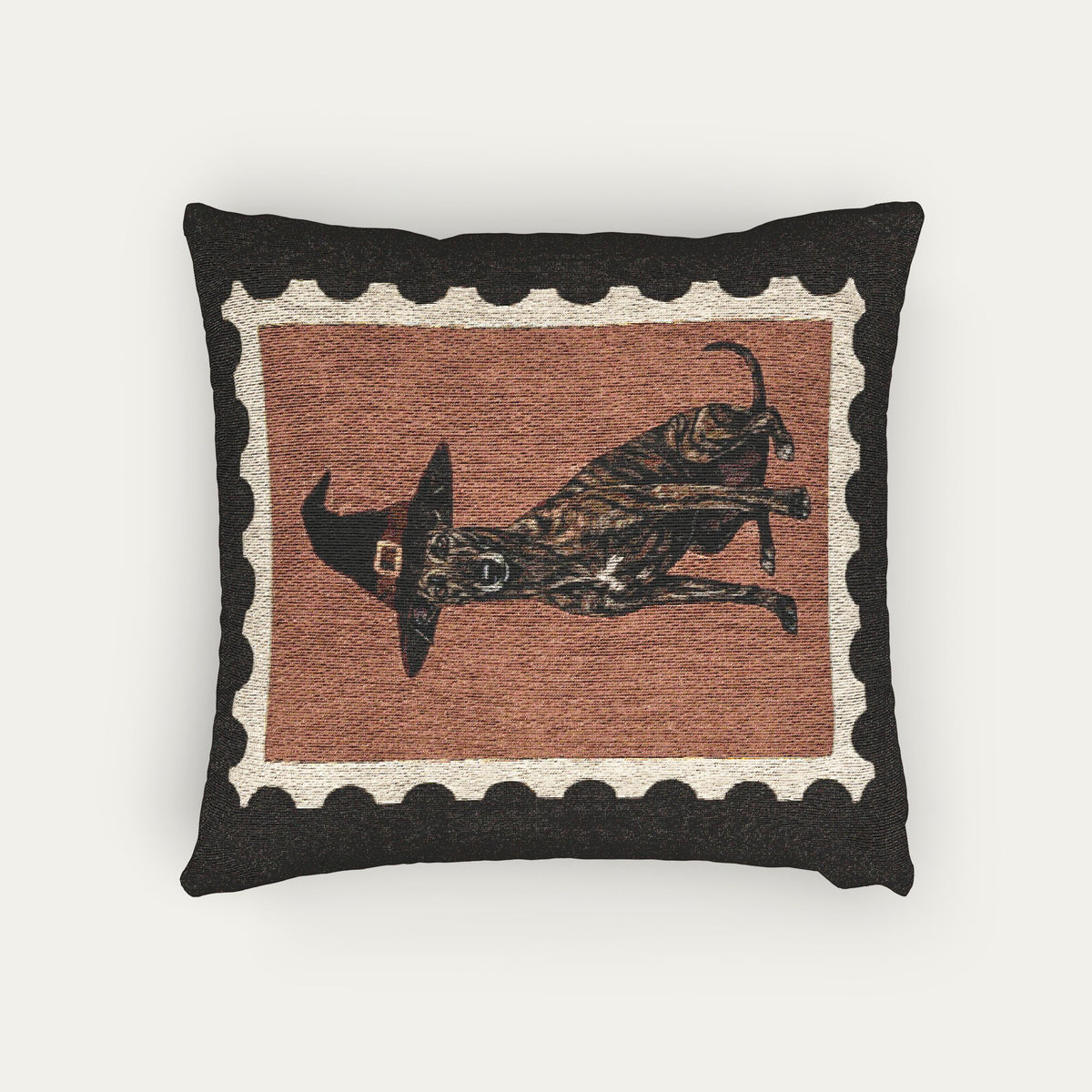 Greyhound Brindle  Halloween Woven Pillow