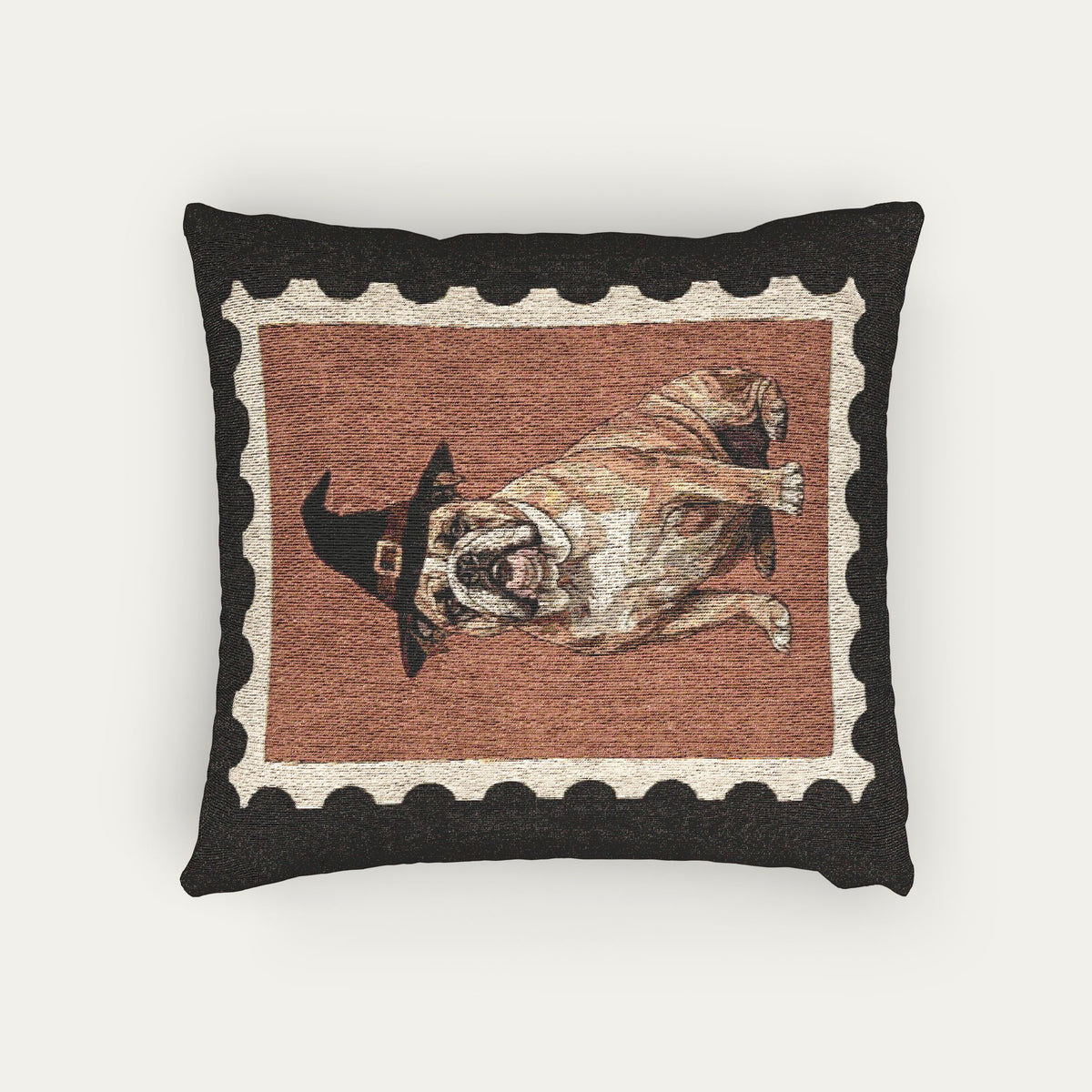 Bulldog Halloween Woven Pillow