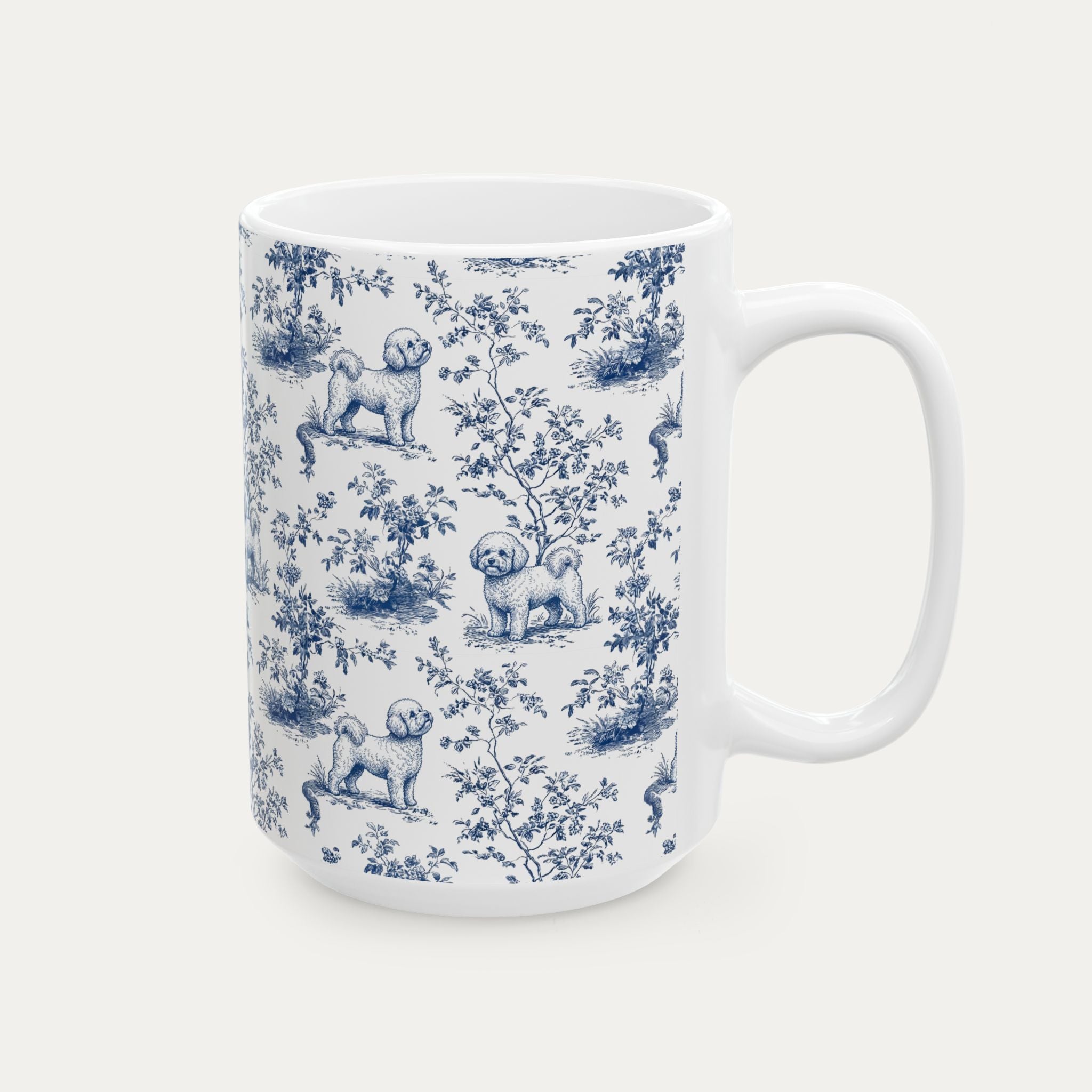 Bichon Frise Blue Toile Mug