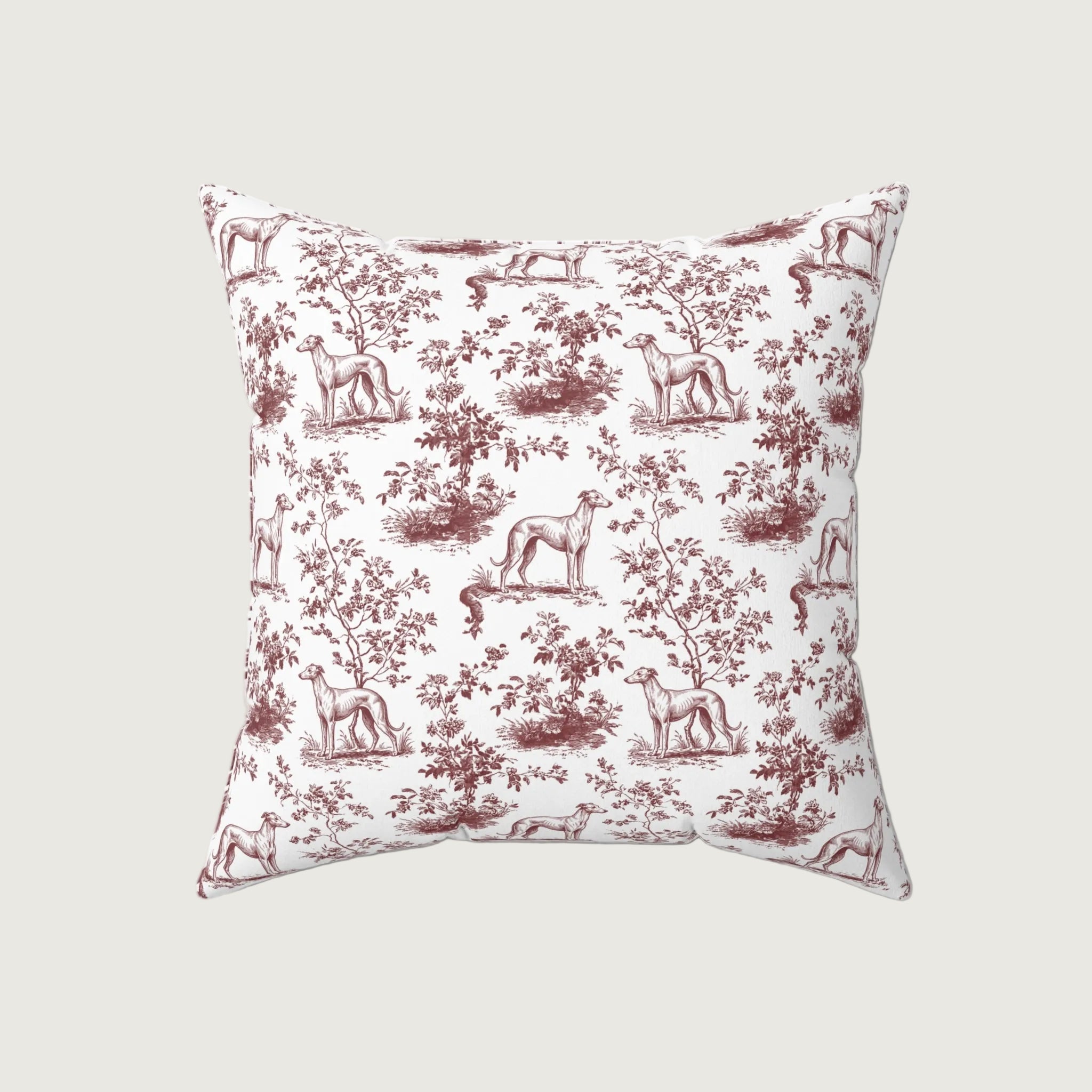 Dog Burgundy French Toile Pillow