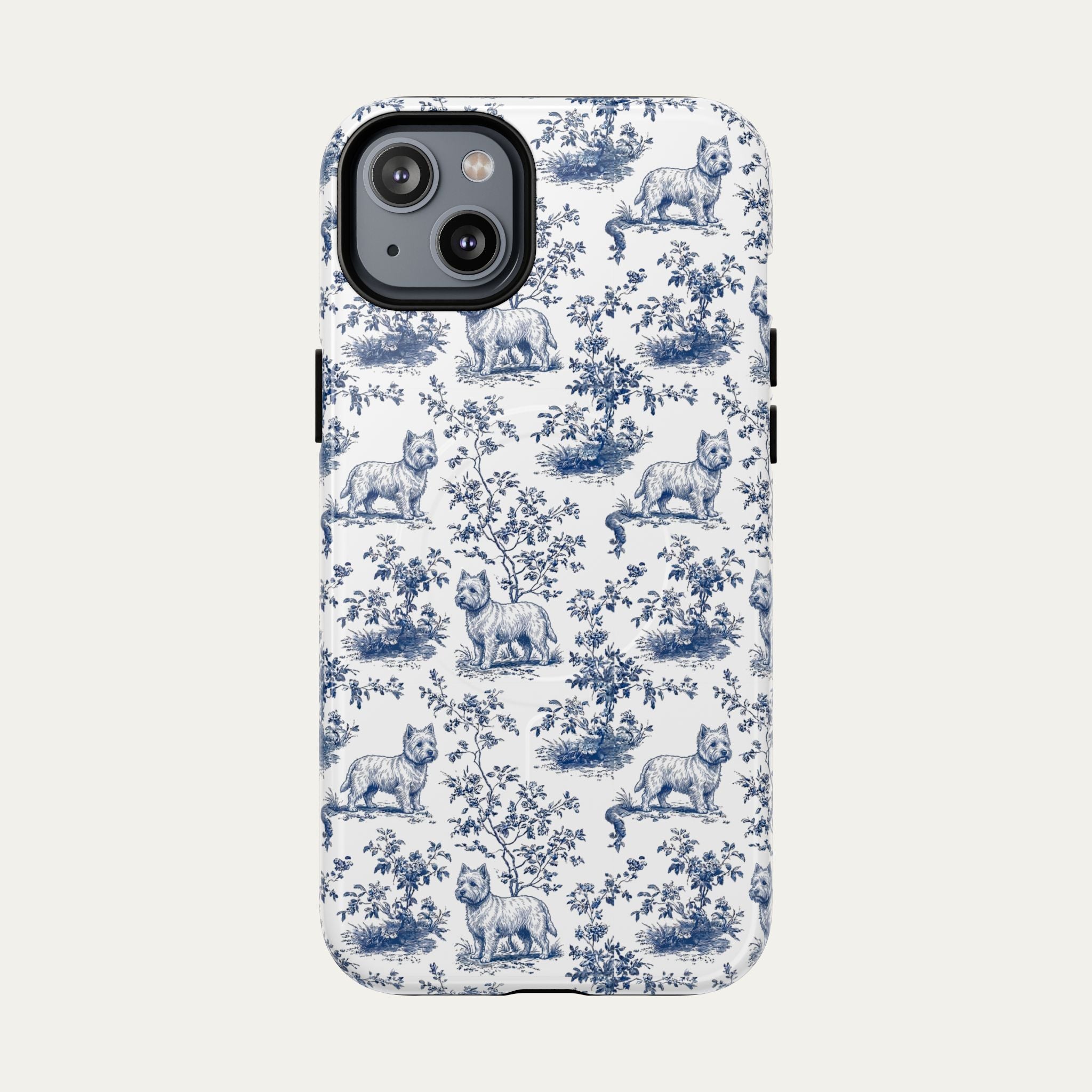 Westie Blue Toile Phone case