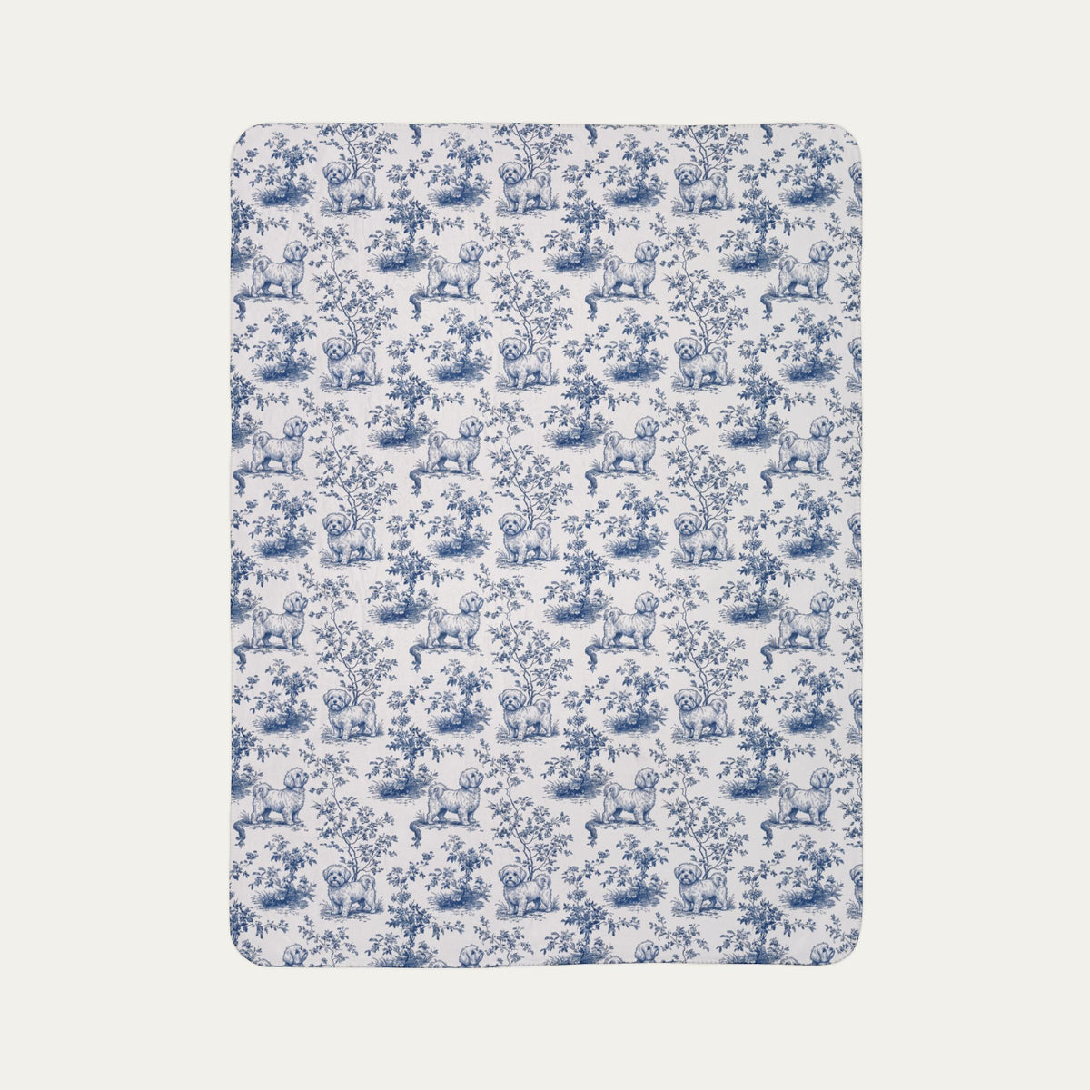 Maltese Toile De Jouy Fleece Blanket