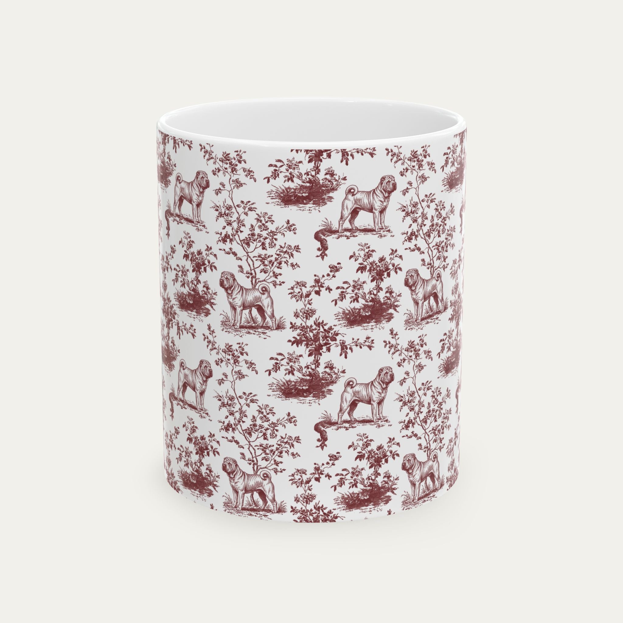 Shar Pei Burgundy Toile Mug
