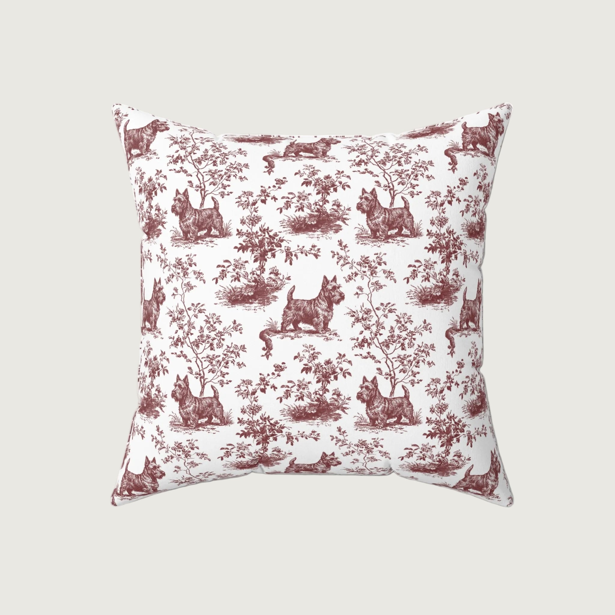 Dog Burgundy French Toile Pillow