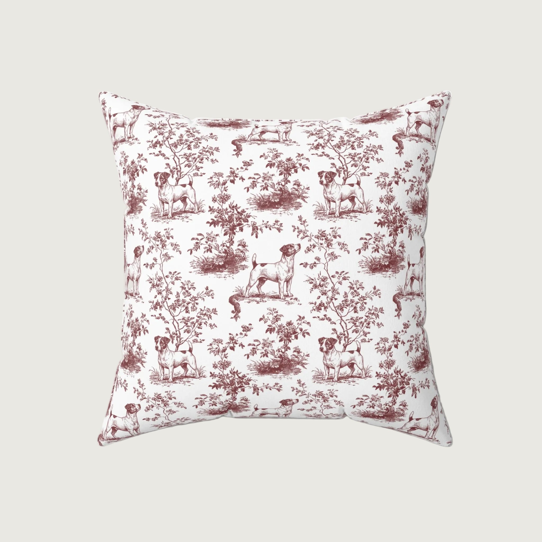 Dog Burgundy French Toile Pillow
