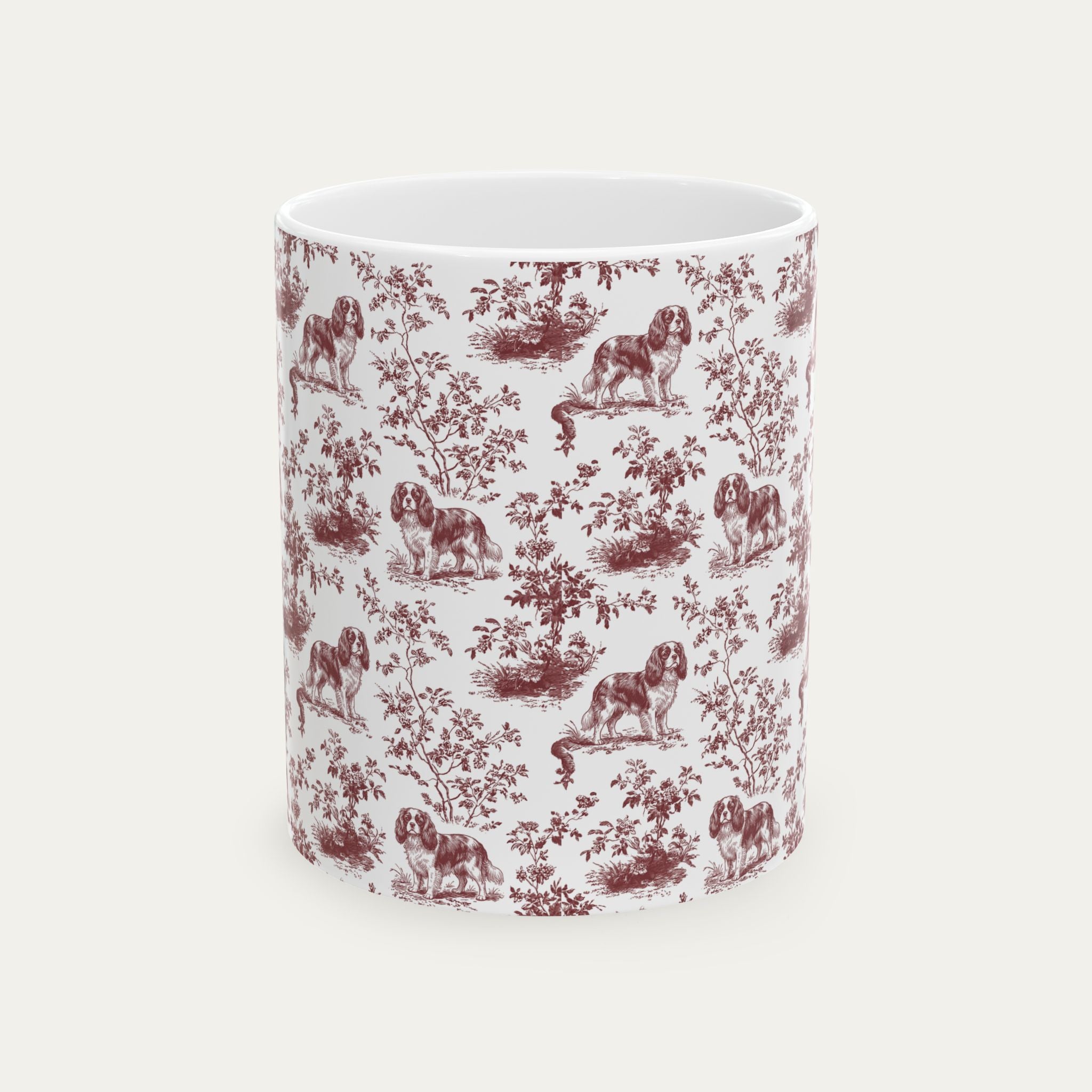 Cavalier Spaniel Burgundy Toile Mug