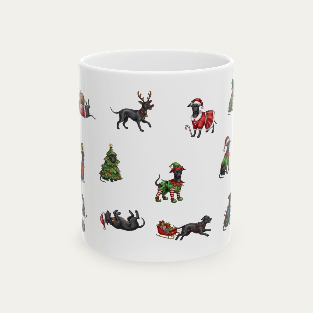 Greyhound Black Christmas Mug