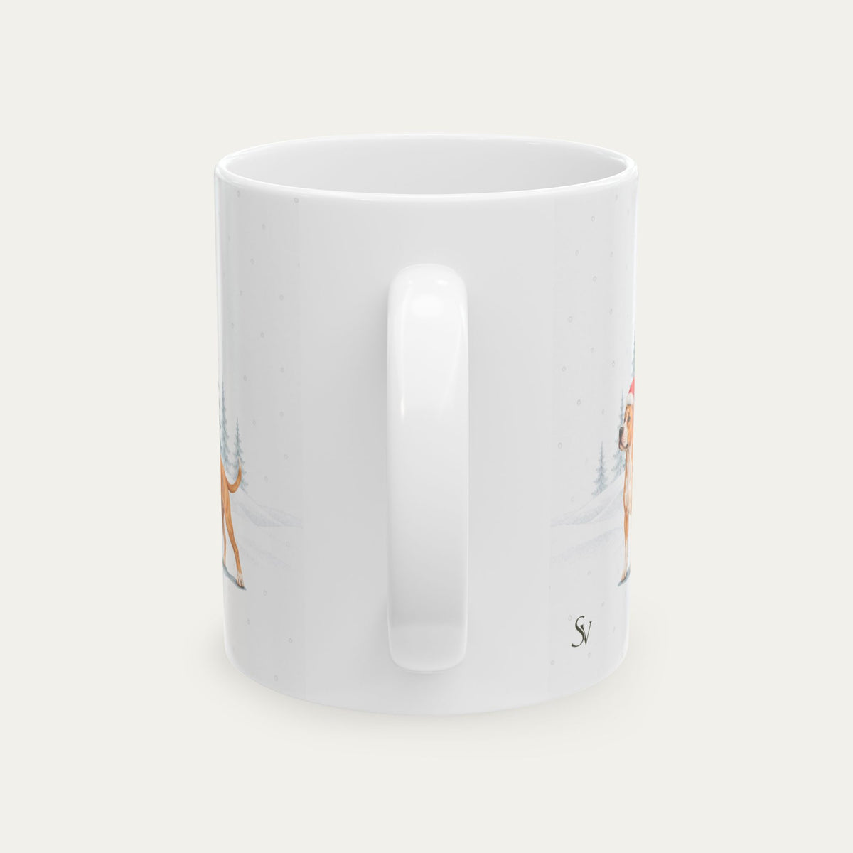Custom Ptibull Fawn and White Christmas Santa Hat Mug