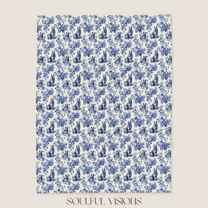 German Shepherd 2 French Toile De Jouy Blanket