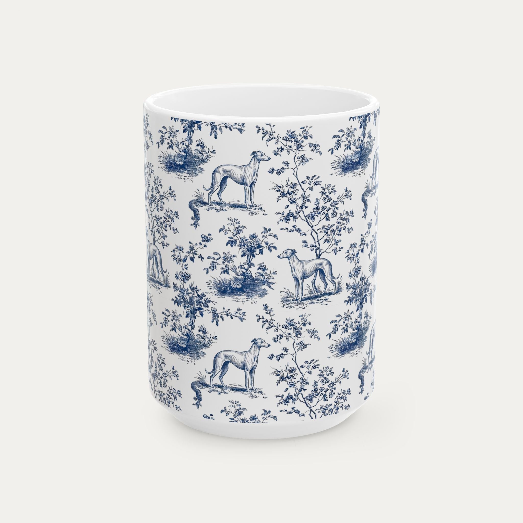 Whippet Blue Toile Mug