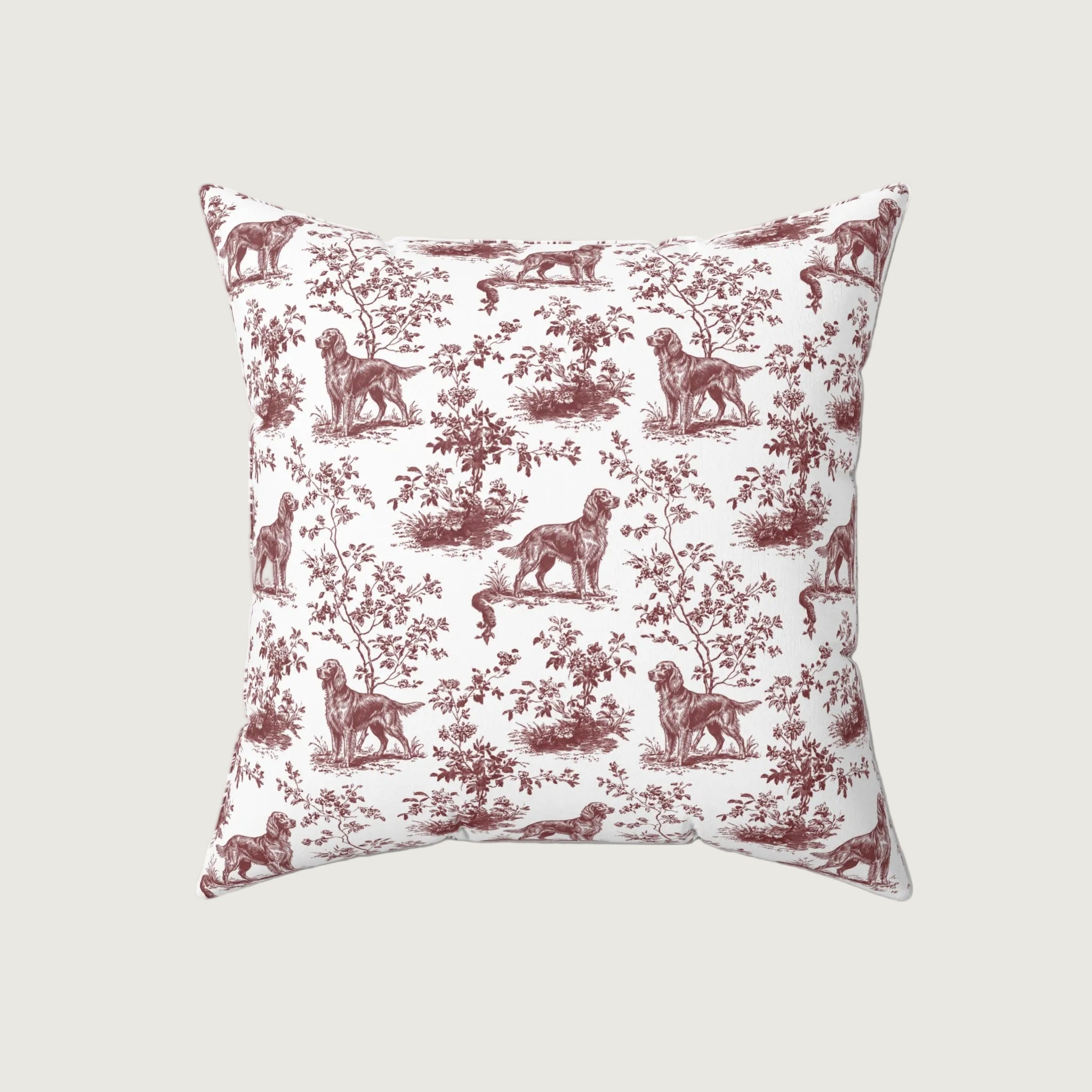 Dog Burgundy French Toile Pillow