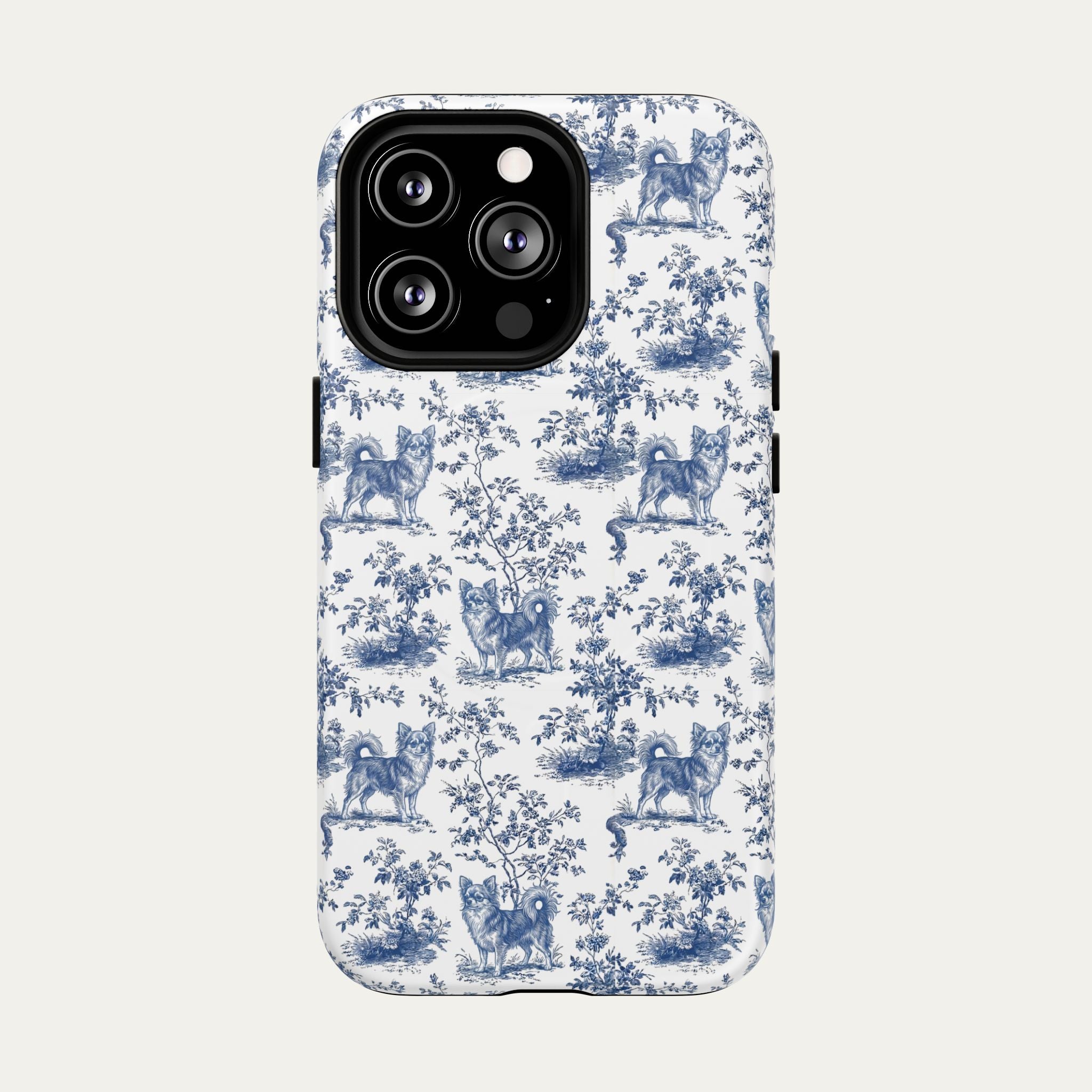 Chihuahua Longhaired Blue Toile Phone case