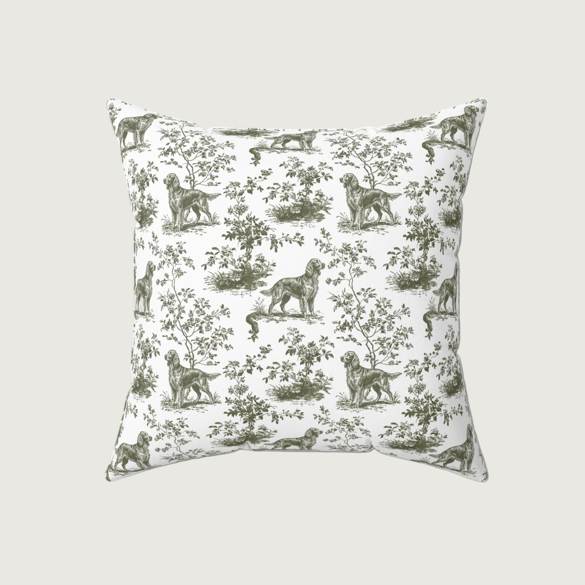 Dog Sage Green French Toile Pillow