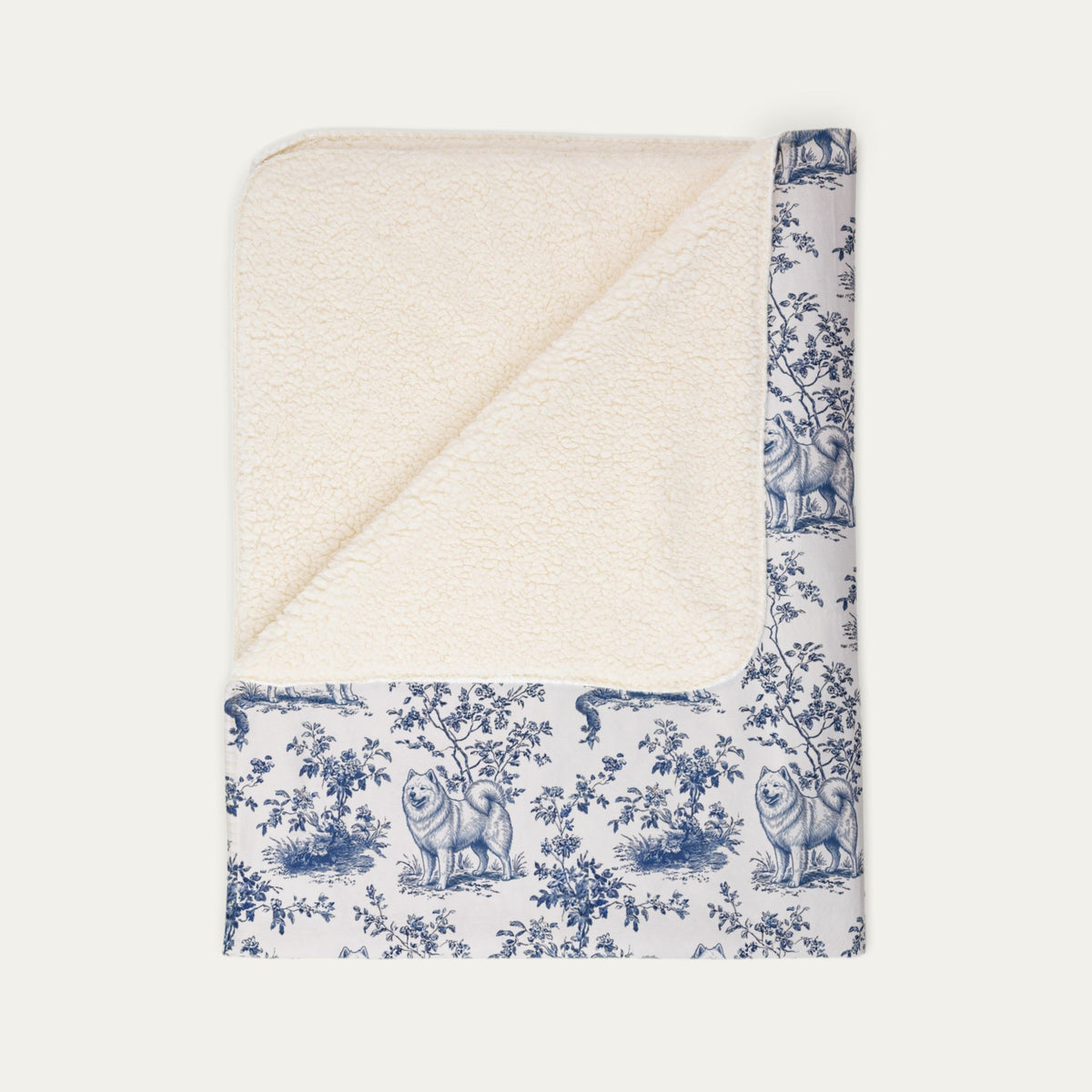 Samoyed Toile De Jouy Fleece Blanket