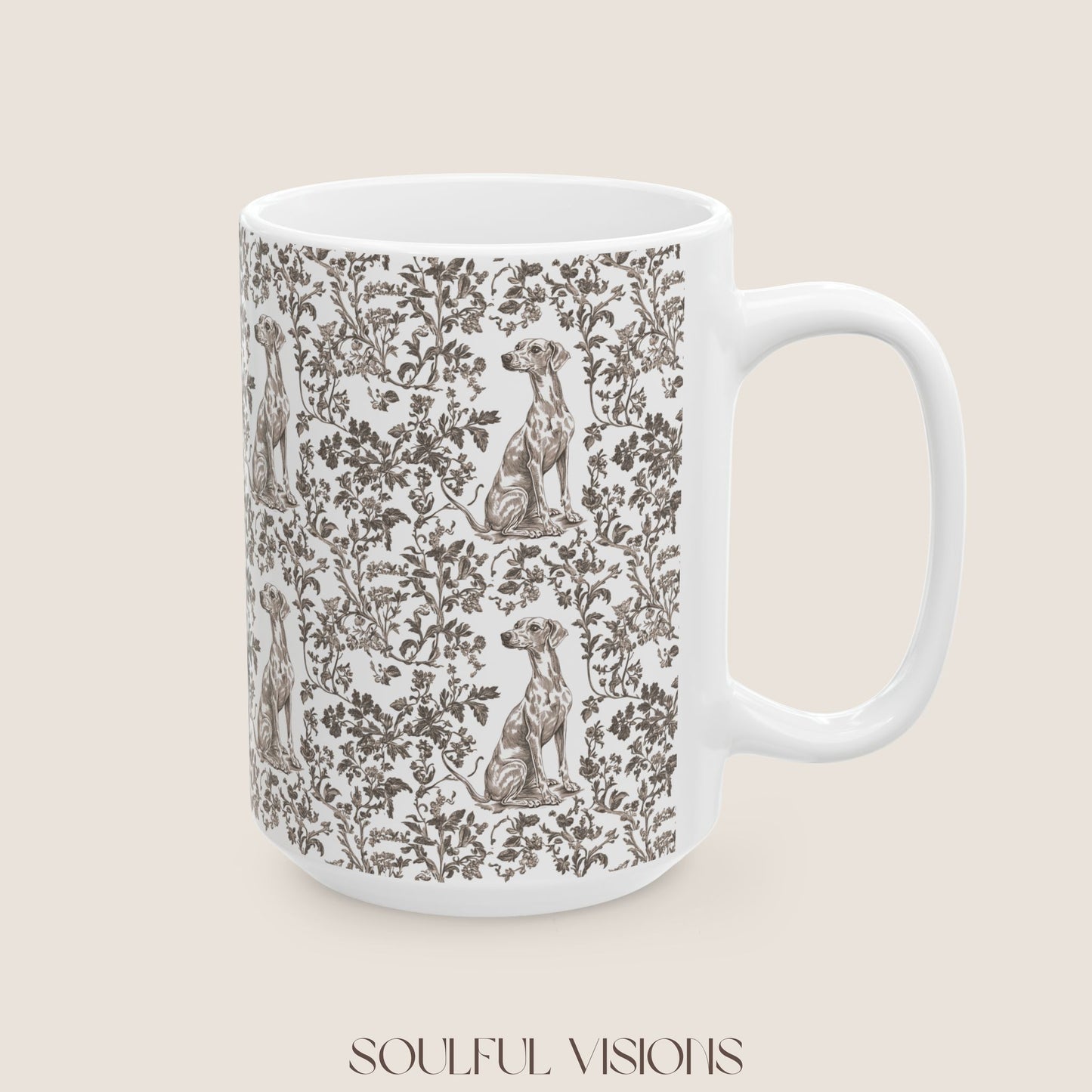 Whippet Toile De Jouy Mug