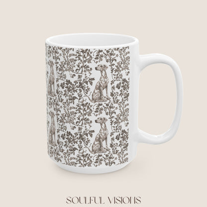Whippet Toile De Jouy Mug