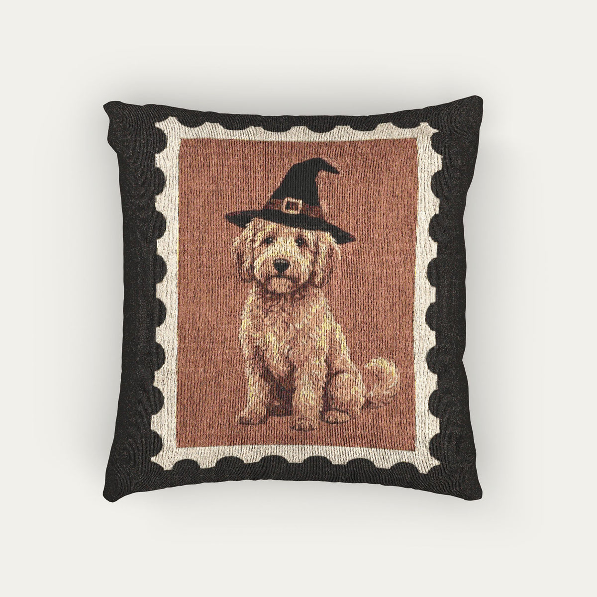 Goldendoodle Apricot Halloween Woven Pillow