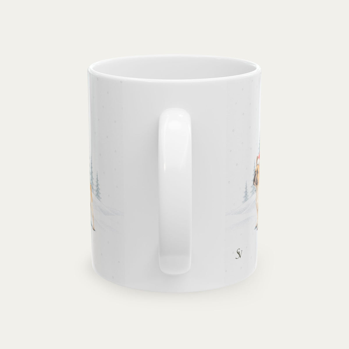 Custom French Bulldog Fawn Pied  Christmas Santa Hat Mug