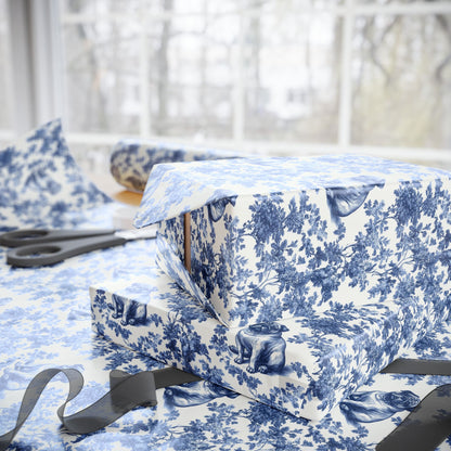 Pug French Toile De Jouy Wrapping Paper