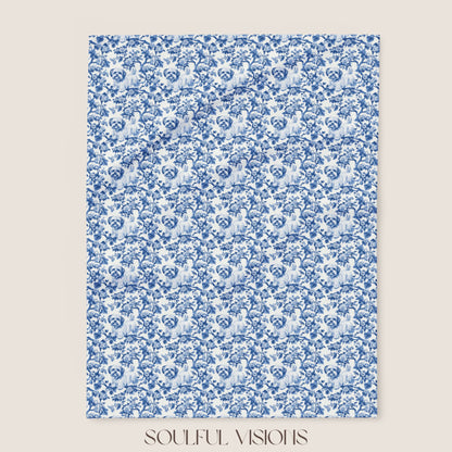 Maltese French Toile De Jouy Blanket
