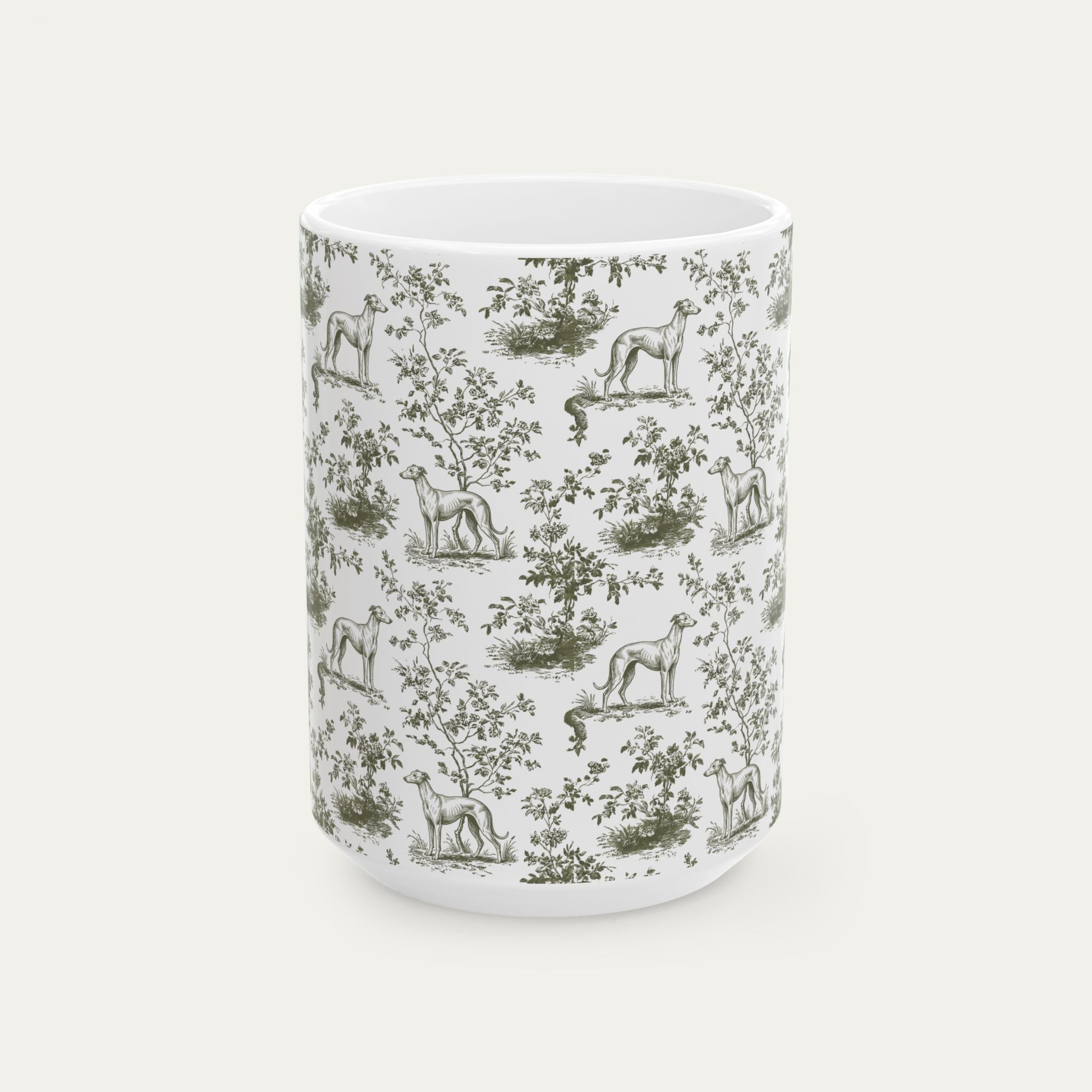 Greyhound Sage Green Toile Mug
