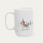 Custom Siberian Husky Gray and White Christmas Santa Hat Mug