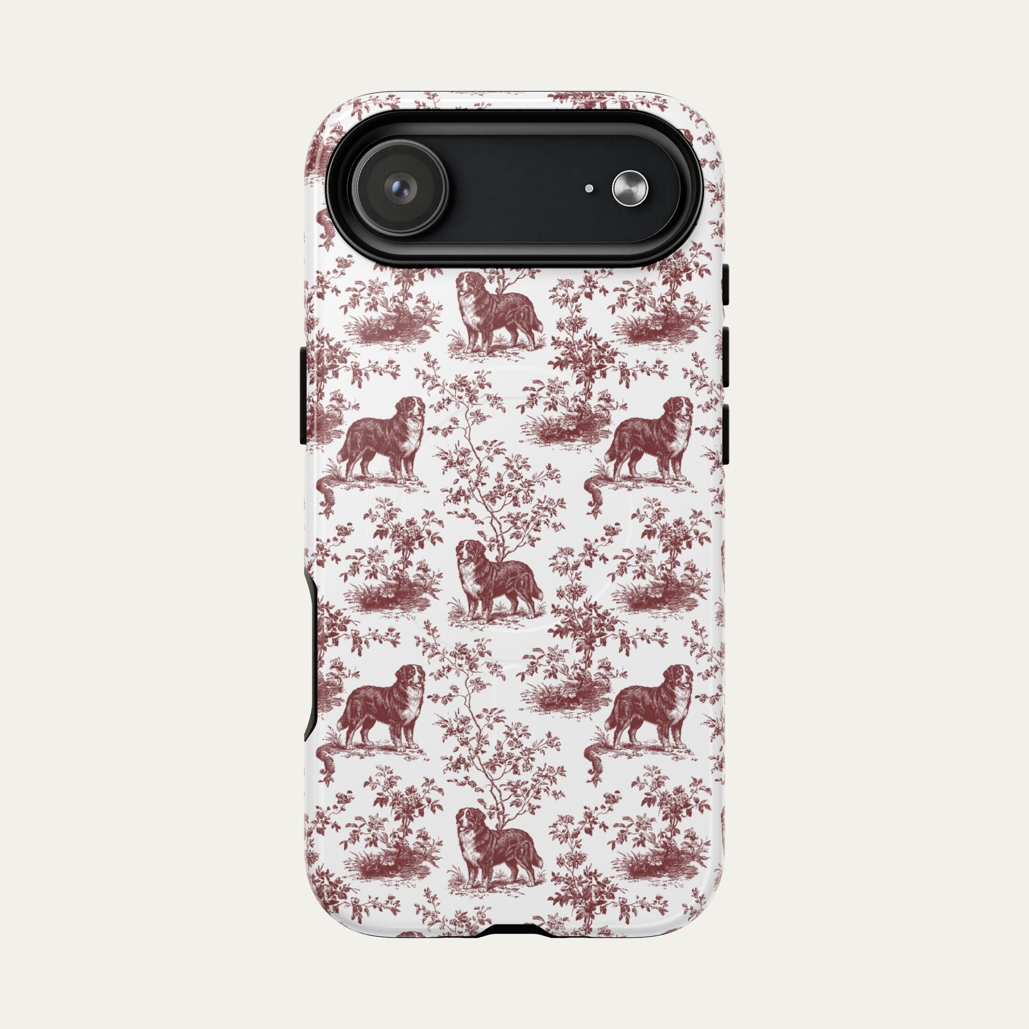 Bernese Mountain Burgundy Toile phone Case