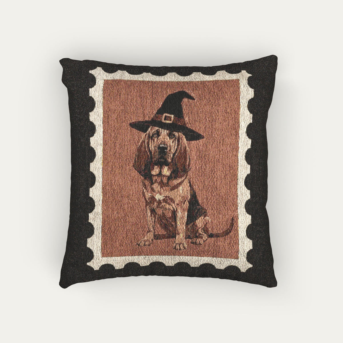 Bloodhound Halloween Woven Pillow
