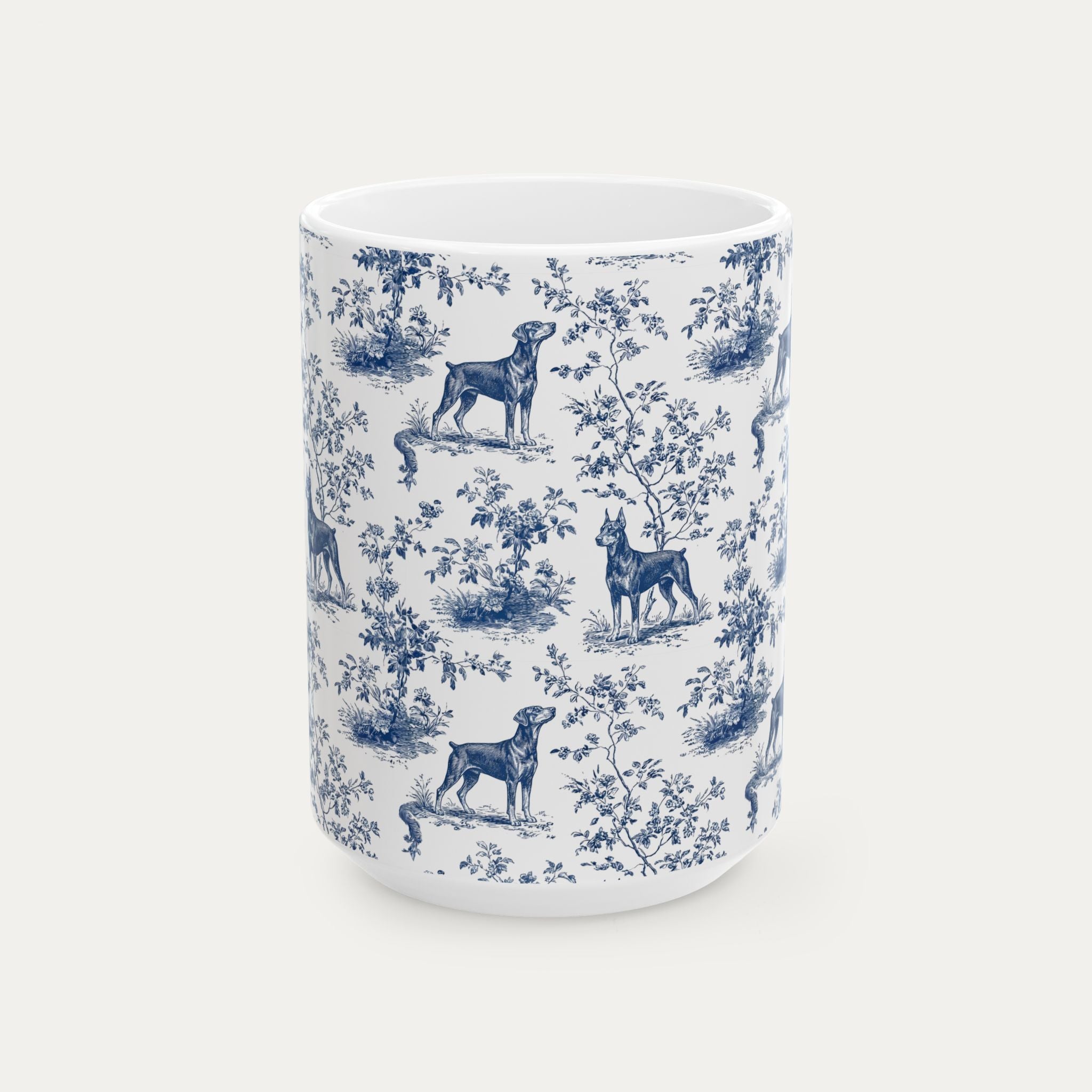Doberman Blue Toile Mug