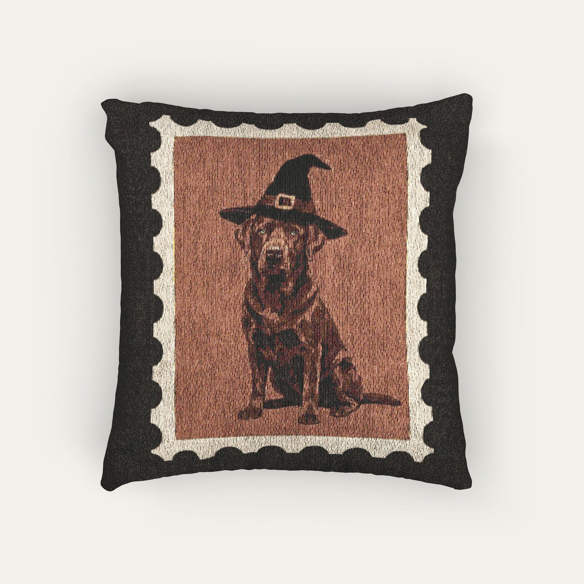 Red fox Labrador Halloween Woven Pillow