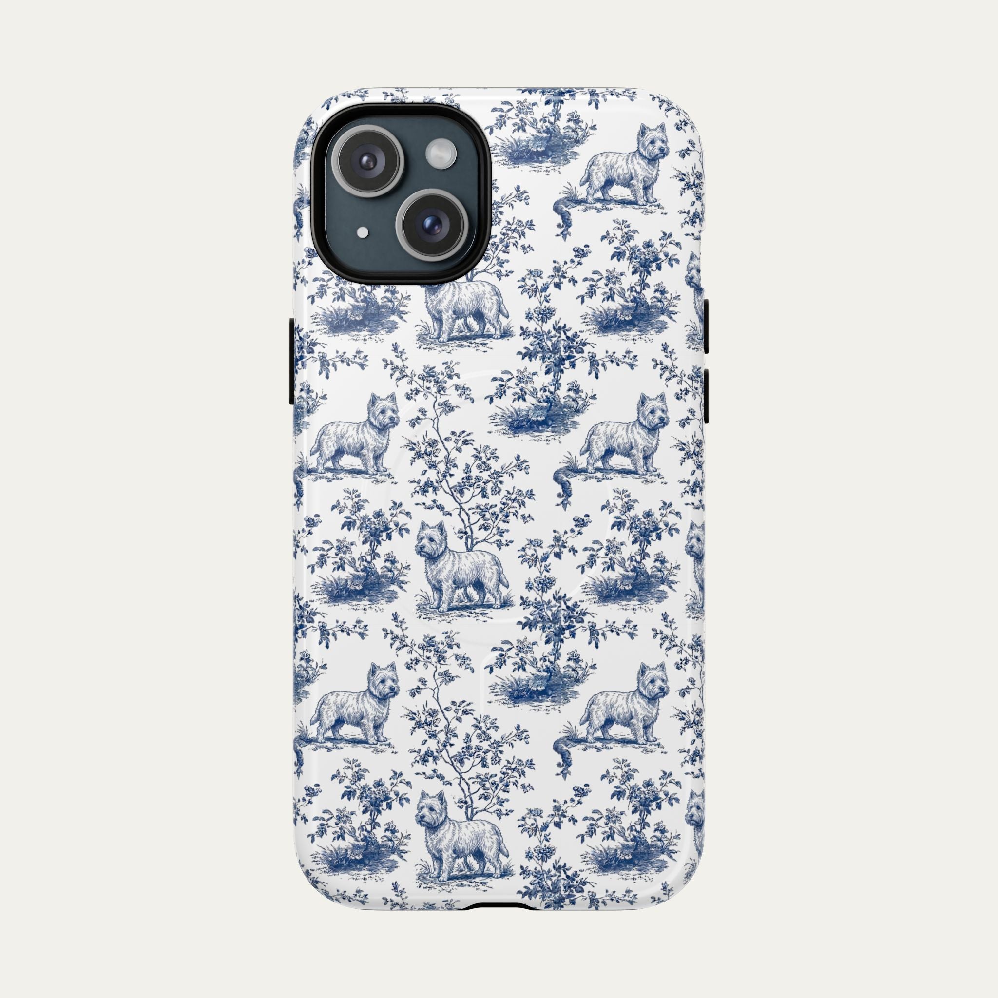 Westie Blue Toile Phone case