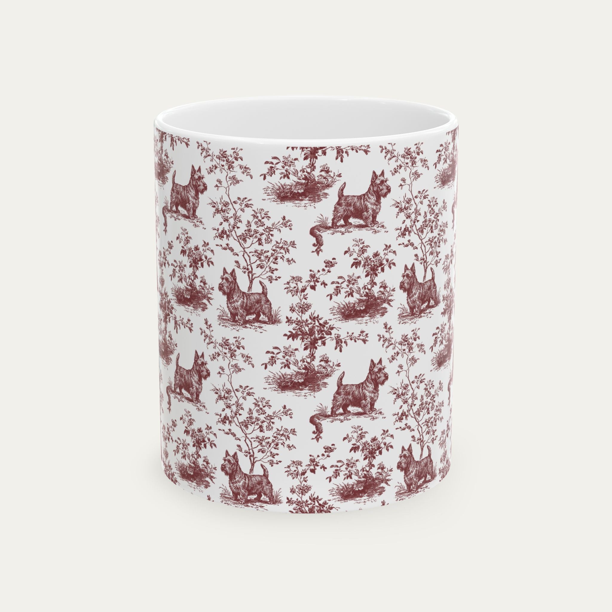 Scottish Terrier Burgundy Toile Mug