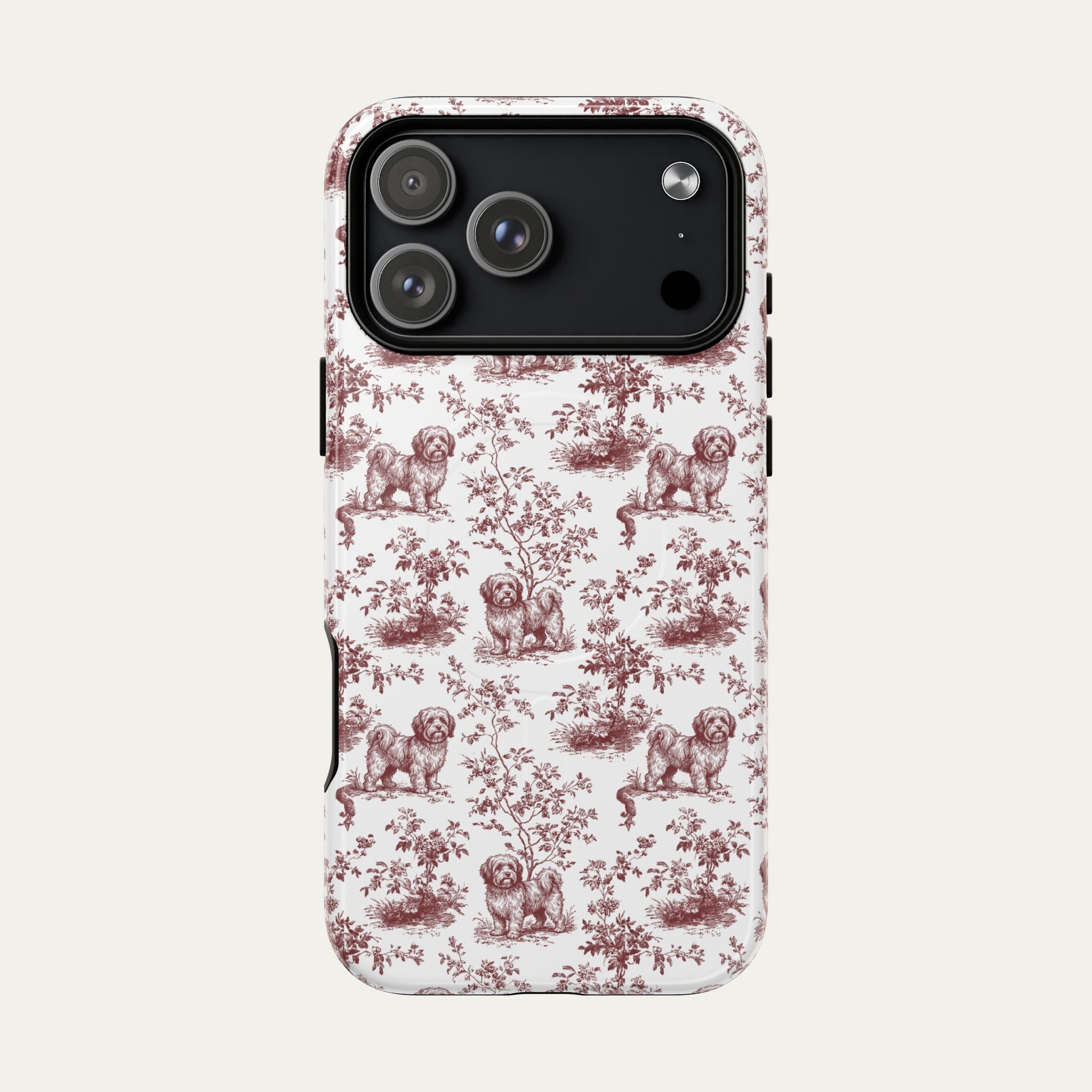 Havanese Burgundy Toile phone Case