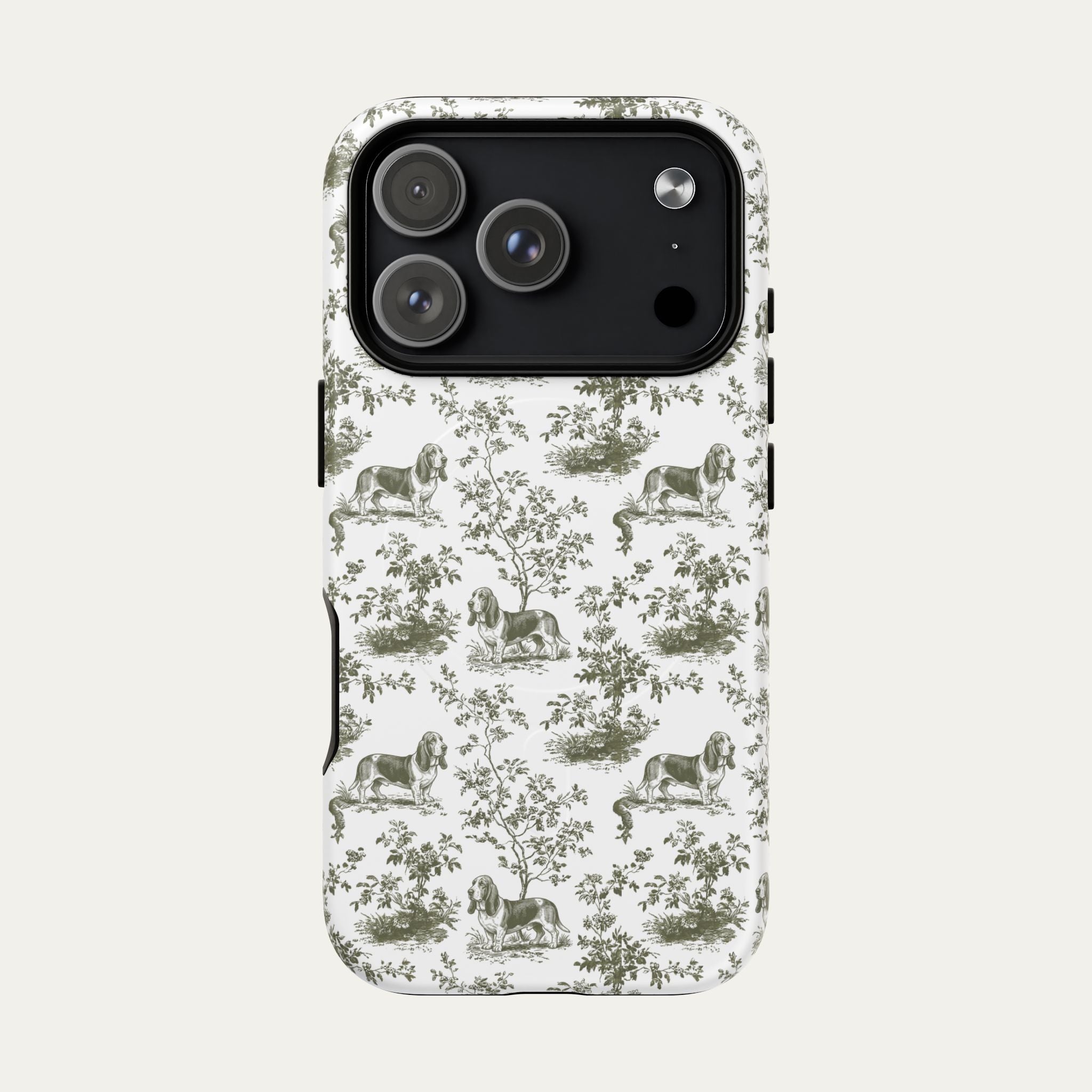 Basset Hound Sage Green Toile phone Case