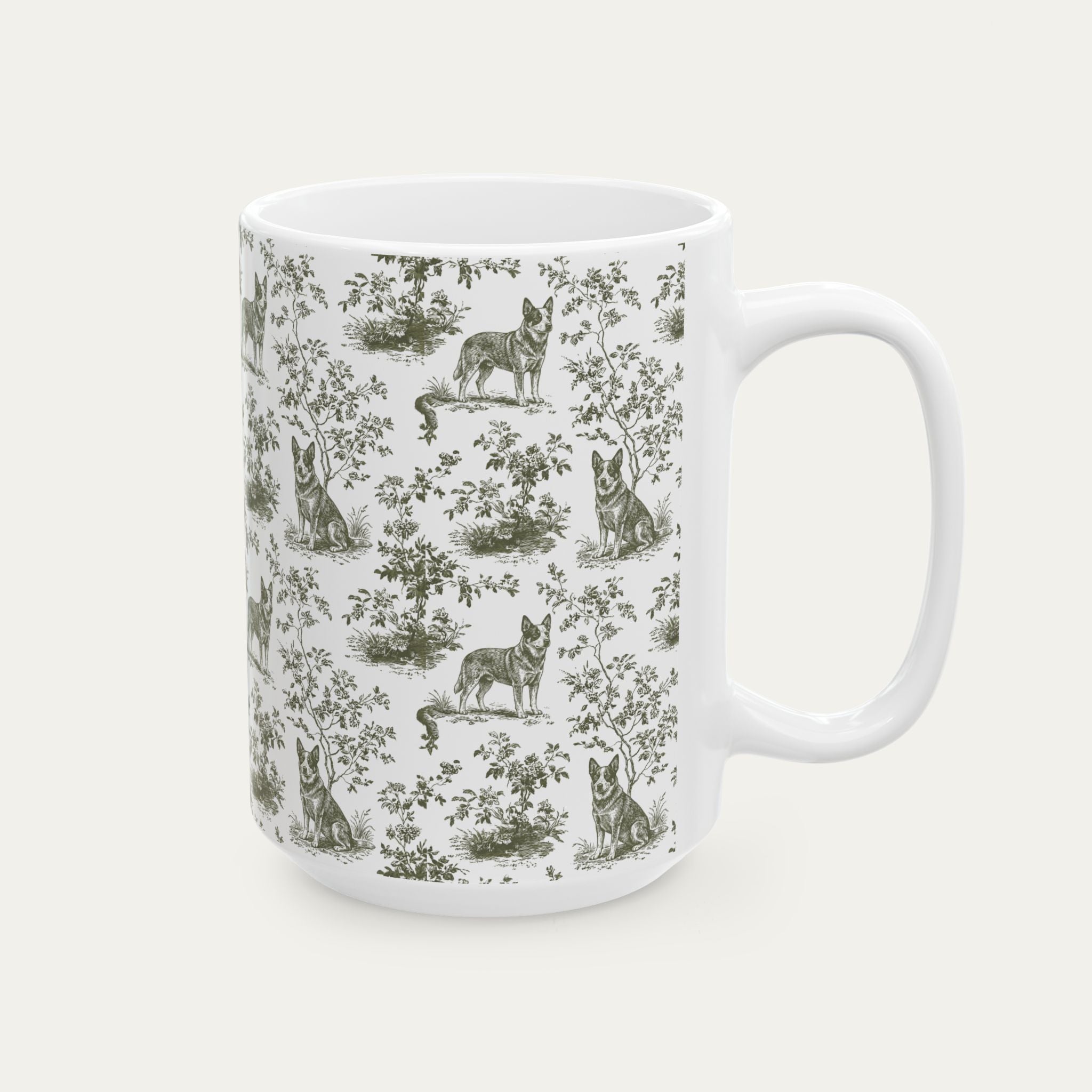 Australian Cattle Dog Sage Green Toile Mug
