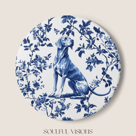 Weimaraner Ceramic Coaster French Toile